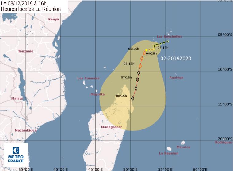 La première prévision de trajectoire de la future tempête